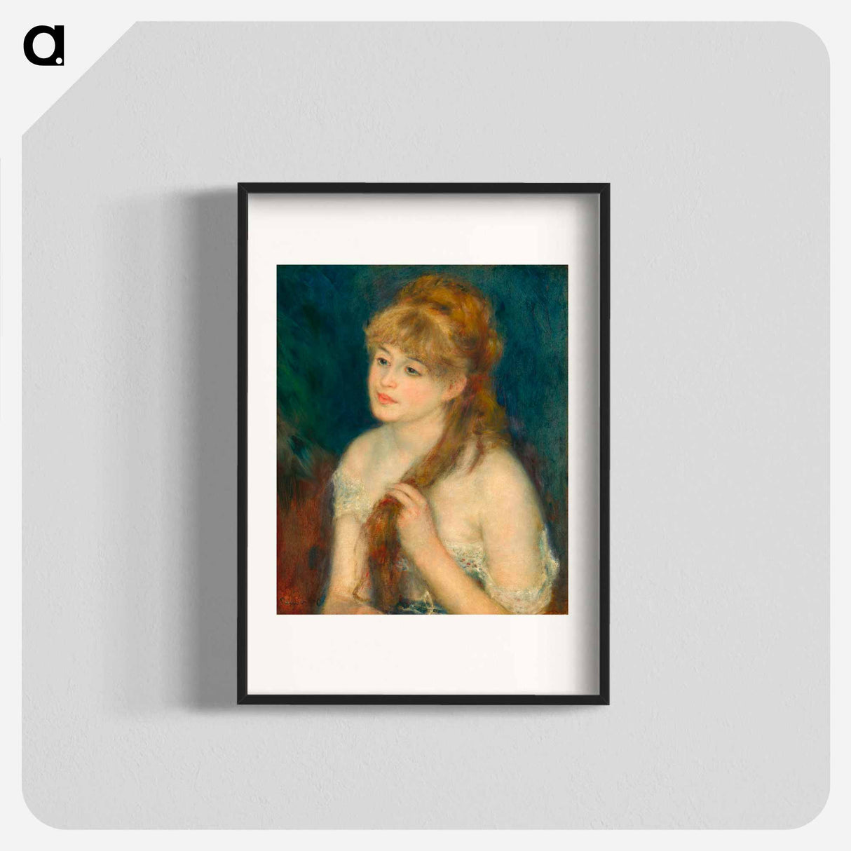 Young Woman Braiding Her Hair - ピエール オーギュスト ルノワール Poster.