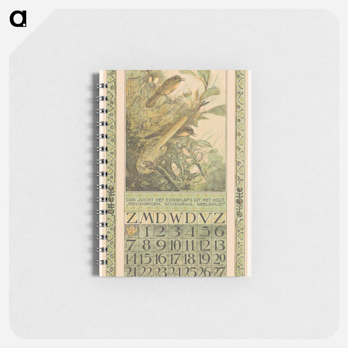 Kalenderblad april met drie vogels - テオ ヴァン ホイテマ Memo.