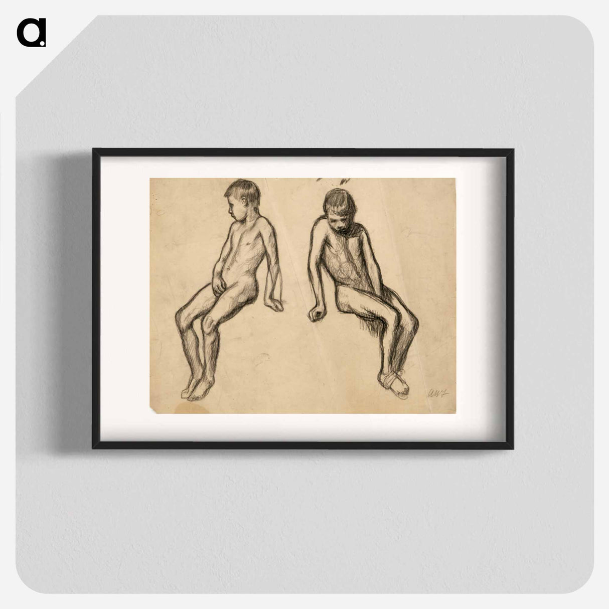 Kaksi istuva poika -harjoitelmaa - アルフレッド ウィリアム フィンチ Poster.