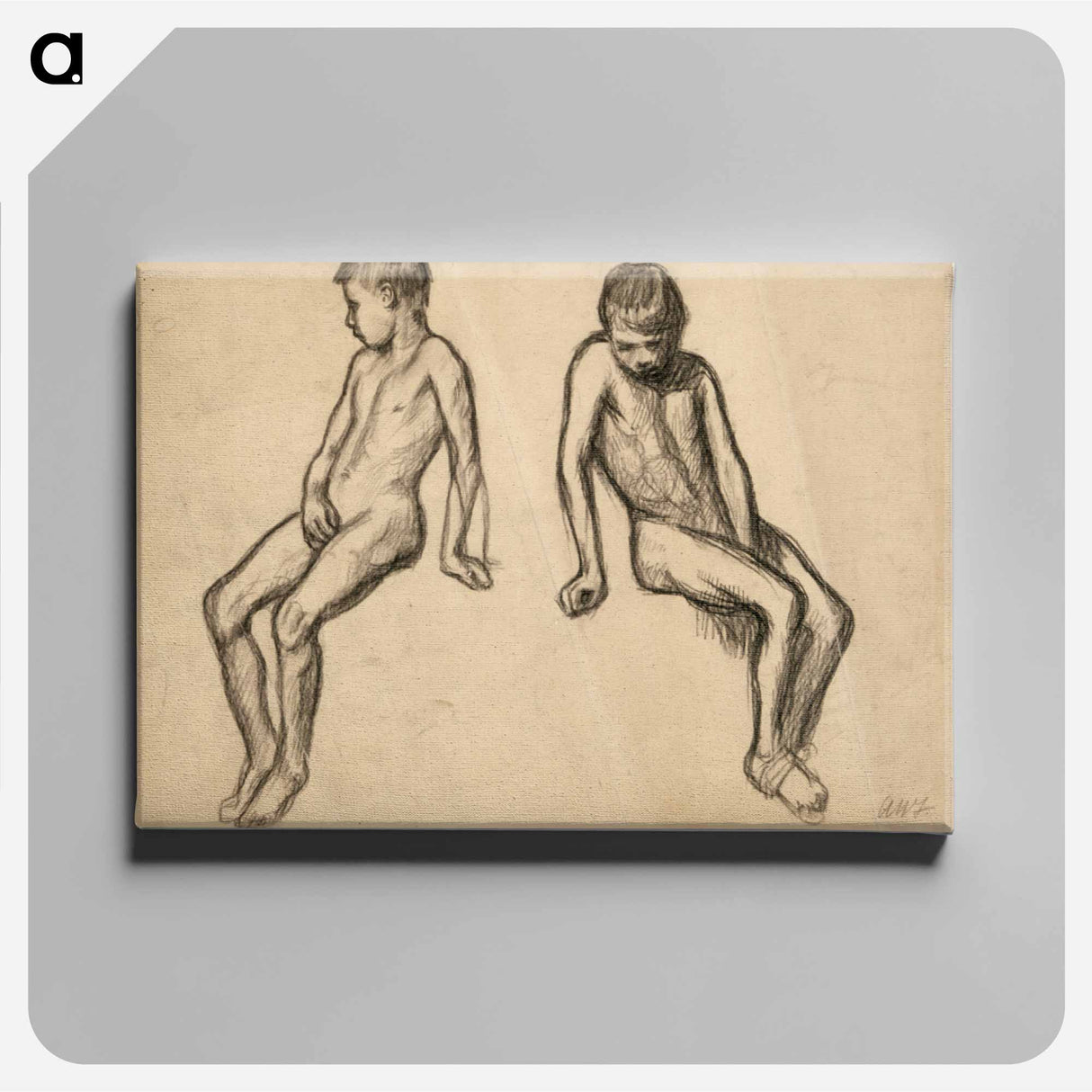 Kaksi istuva poika -harjoitelmaa - アルフレッド ウィリアム フィンチ Canvas.