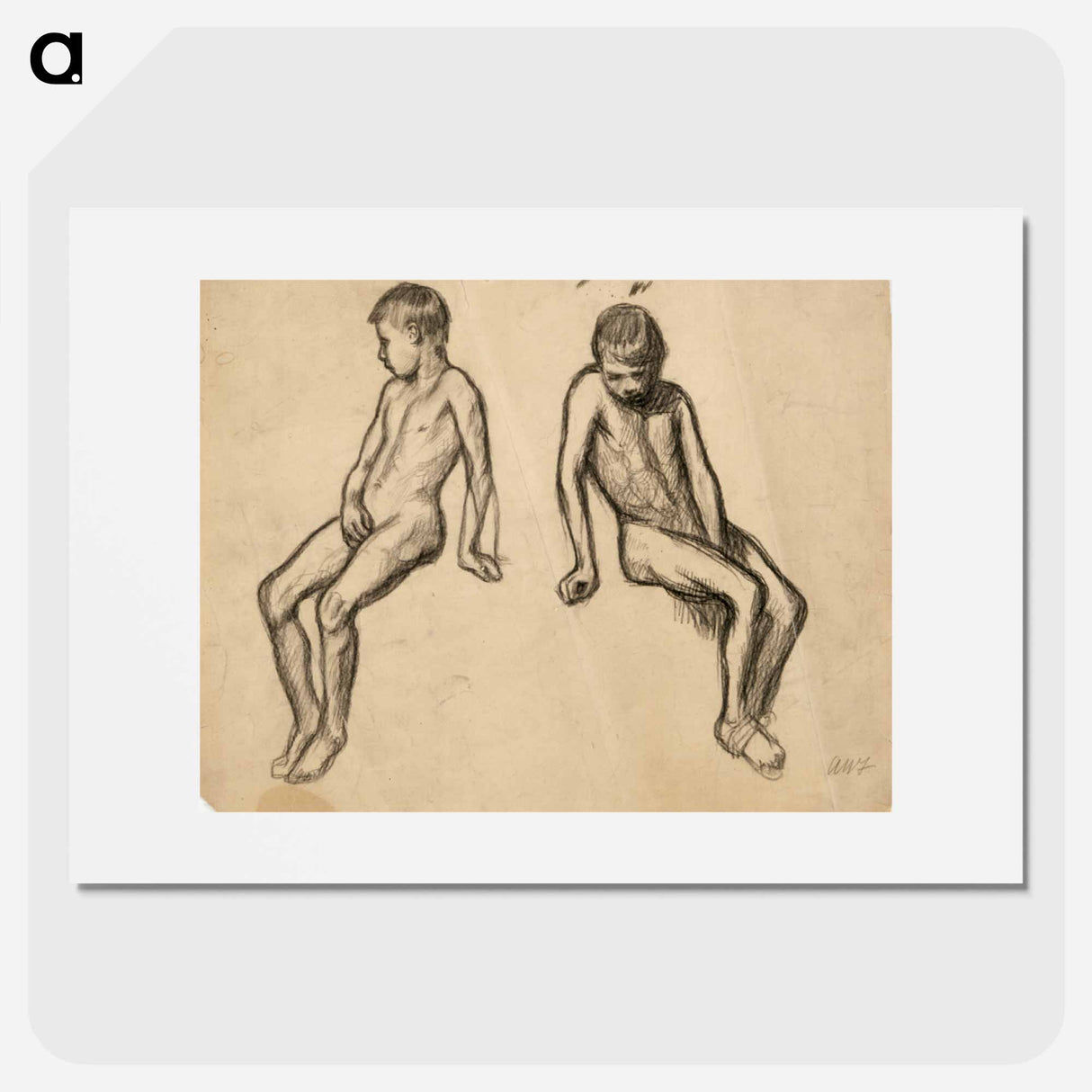 Kaksi istuva poika -harjoitelmaa - アルフレッド ウィリアム フィンチ Poster.