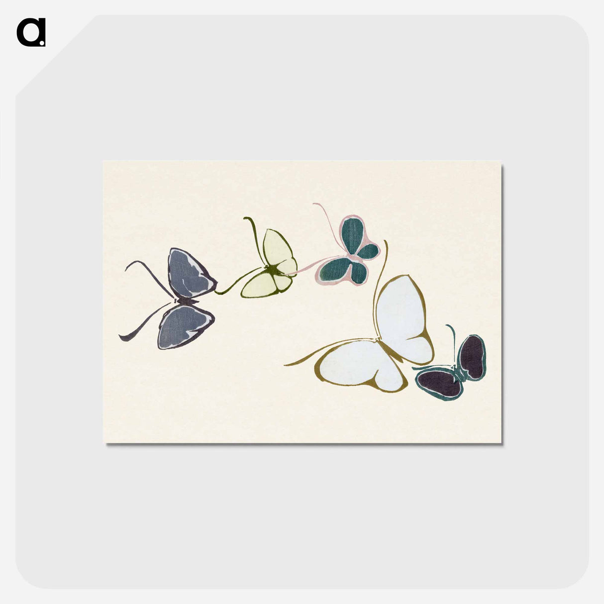 アートポストカード-Vintage butterfly - 神坂 雪佳 Postcard.