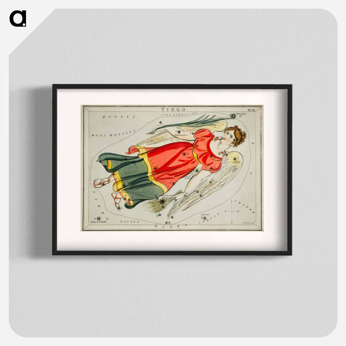 Sidney Hall’s astronomical chart illustration of the Virgo - アンティーク地図 Poster.