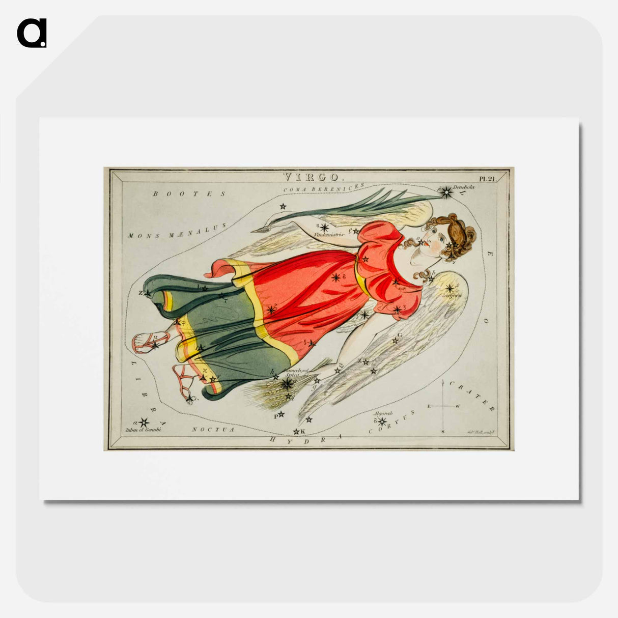 Sidney Hall’s astronomical chart illustration of the Virgo - アンティーク地図 Poster.