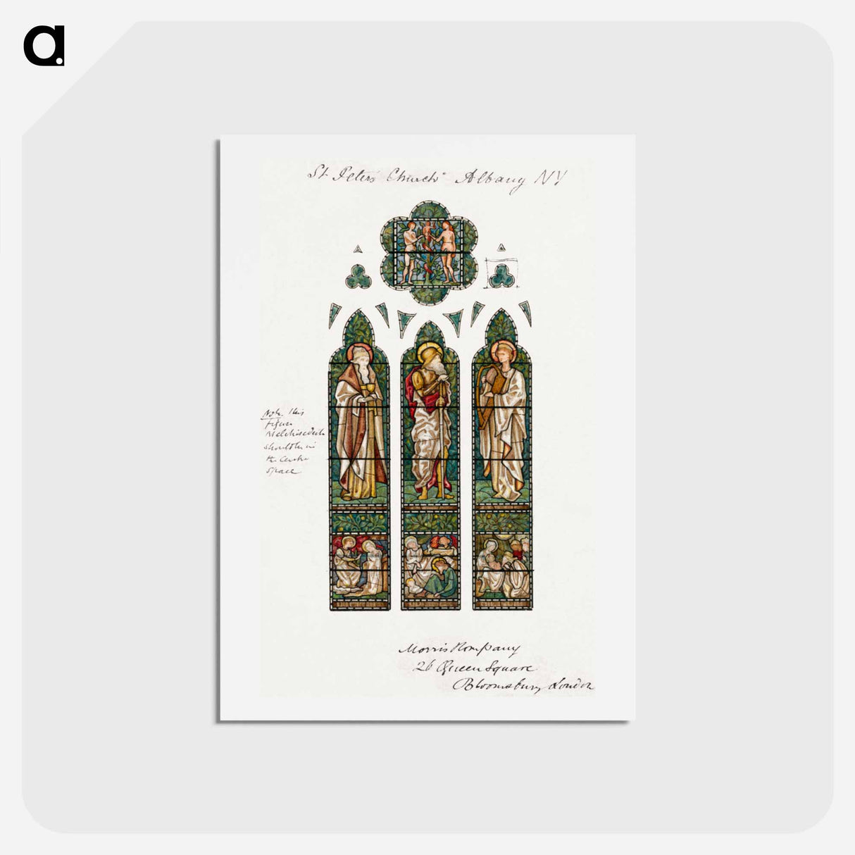 アートポストカード-Design for Stained Glass Window, Saint Peter's Episcopal Church, Albany, NY - エドワード バーン ジョーンズ Postcard.