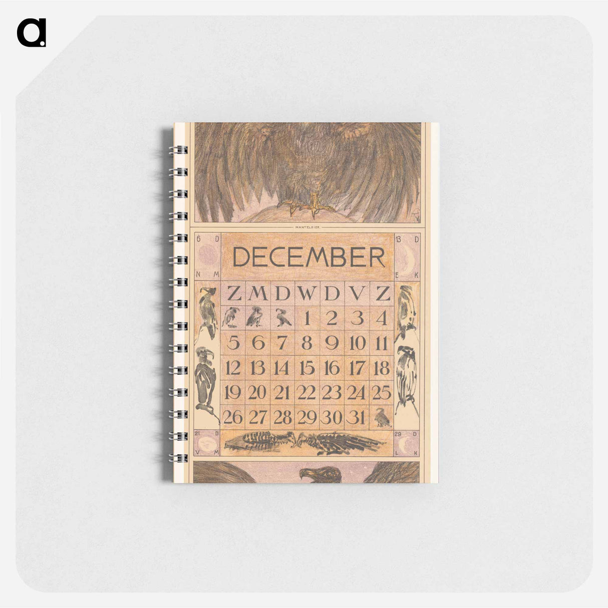 Kalenderblad december met gier by Theo van Hoytema - テオ ヴァン ホイテマ Memo.