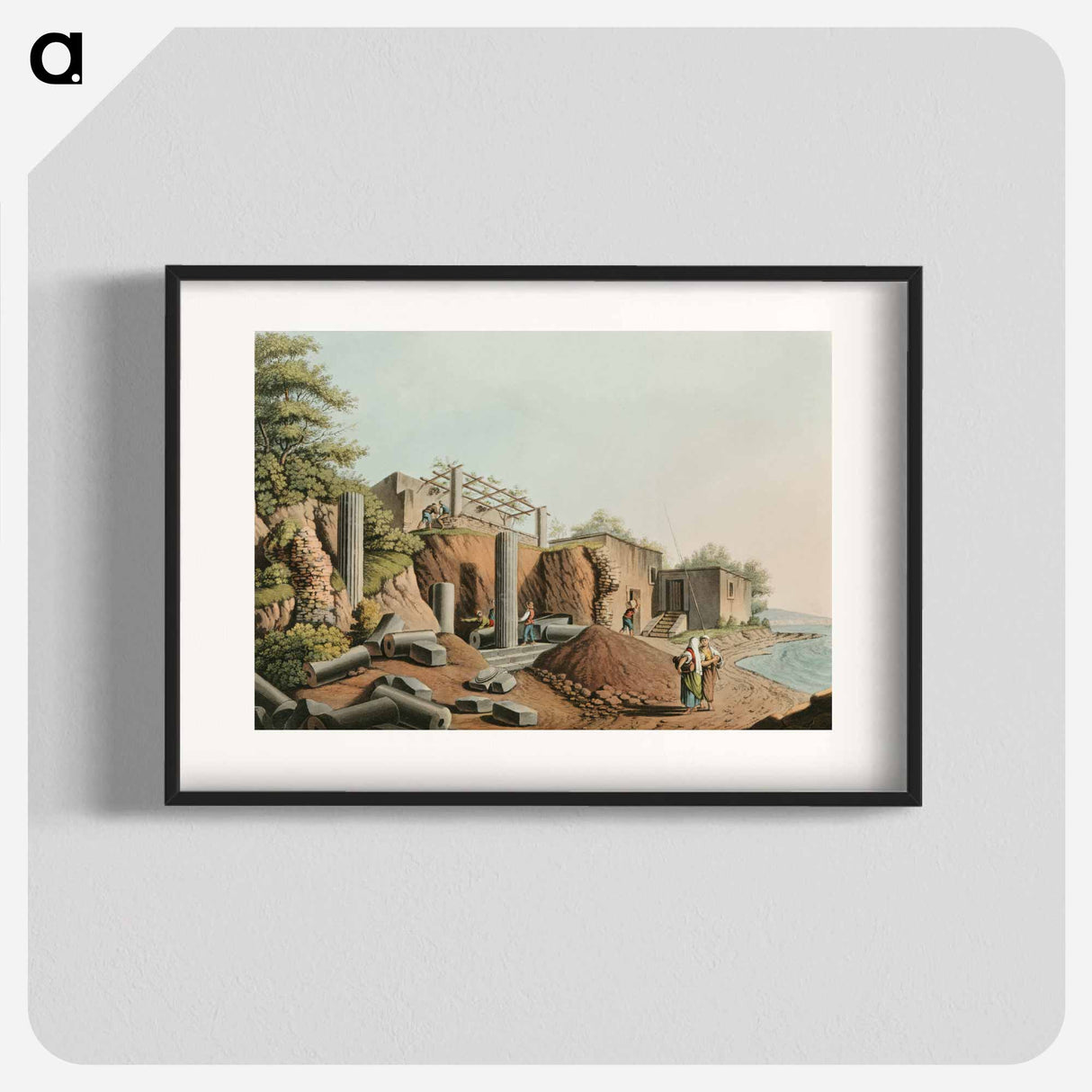アートポスター-Ancient Temple in the Island of Salina - オスマン帝国領内の景色 Poster.