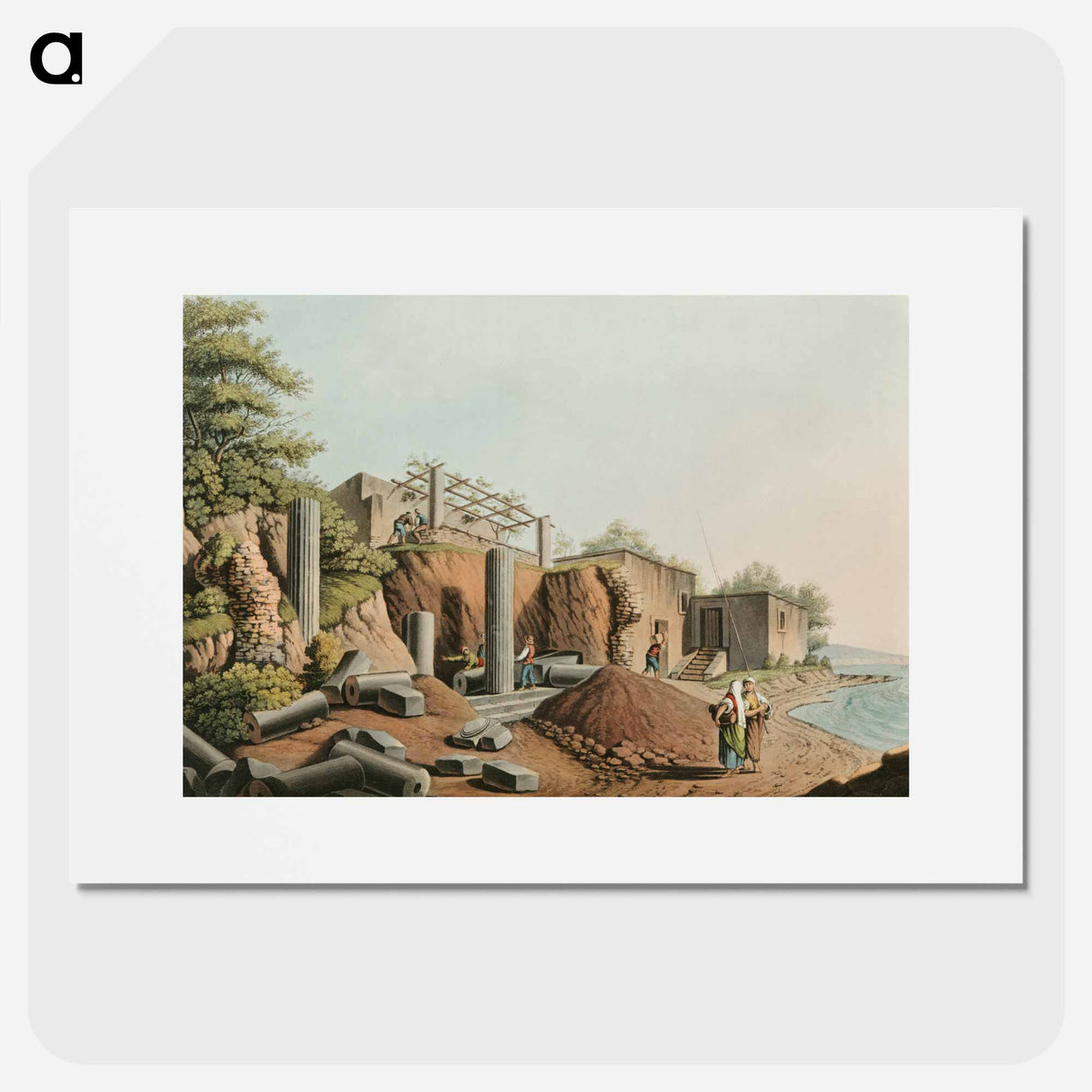 アートポスター-Ancient Temple in the Island of Salina - オスマン帝国領内の景色 Poster.