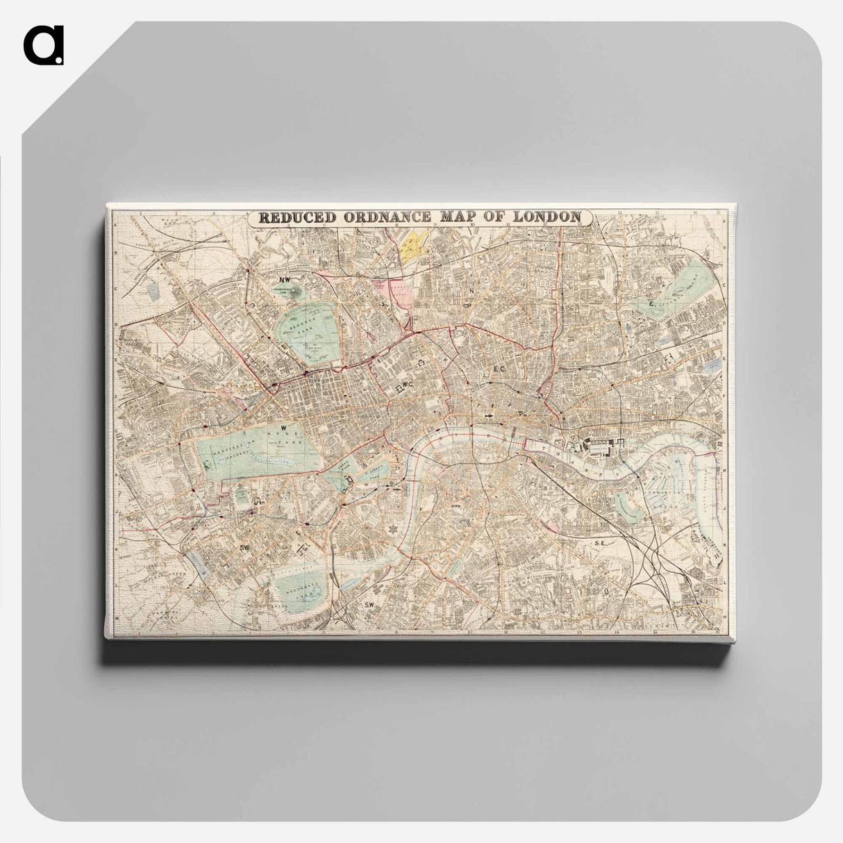 Reduced ordnance map of London - アンティーク地図 Canvas.
