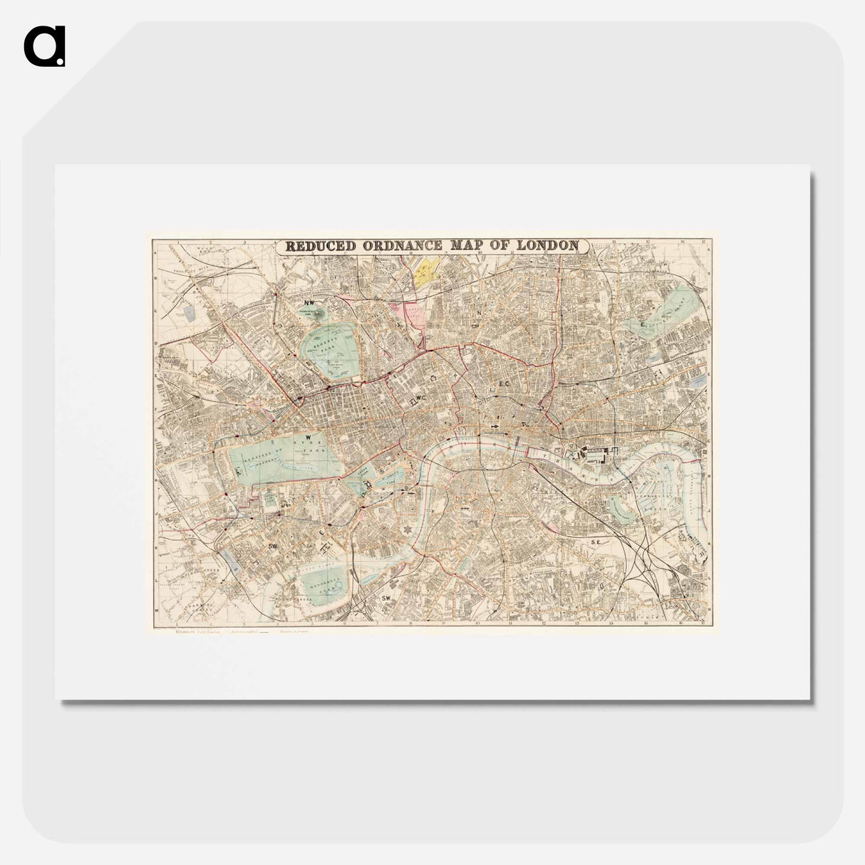 Reduced ordnance map of London - アンティーク地図 Poster.