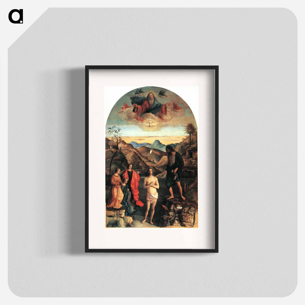 アートポスター-Baptism of Christ, St. John Altarpiece - ジョヴァンニ ベッリーニ Poster.