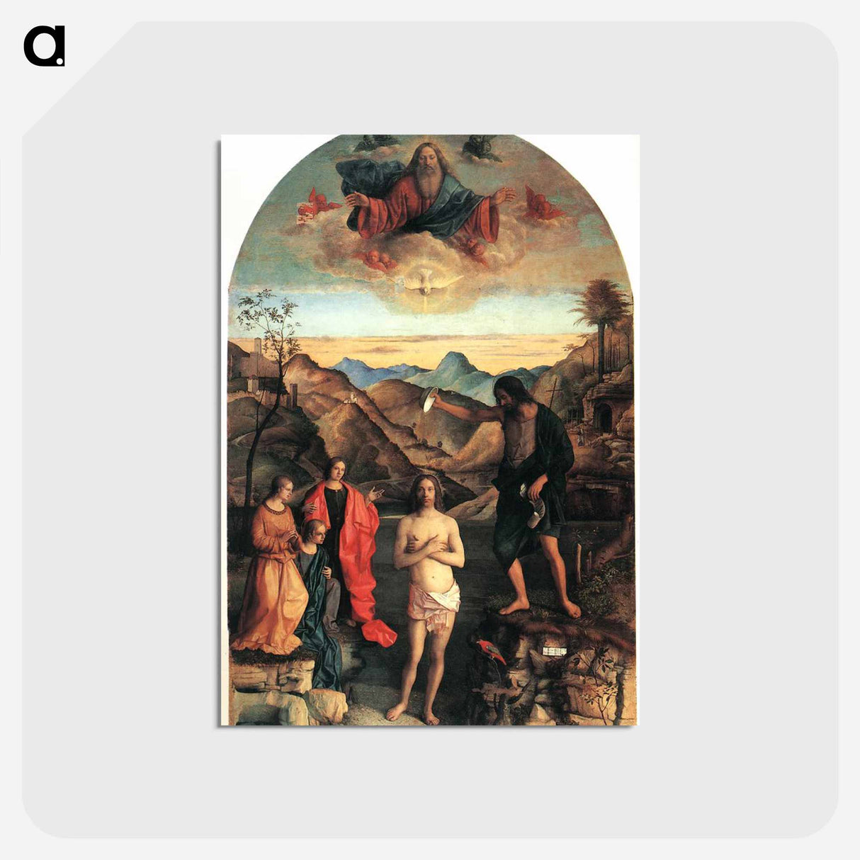 アートポストカード-Baptism of Christ, St. John Altarpiece - ジョヴァンニ ベッリーニ Postcard.