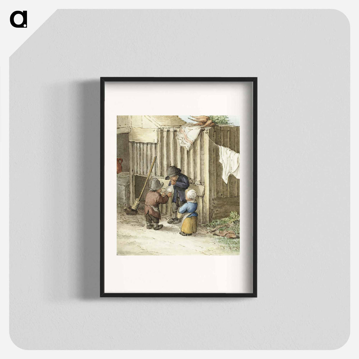 Three children playing with a pig bladder - ジャン ベルナール Poster.