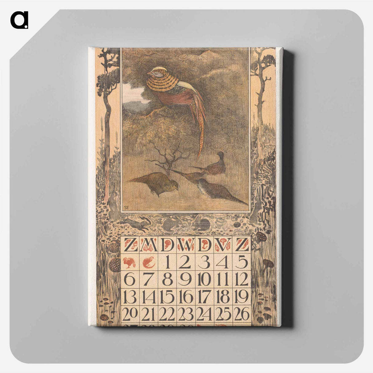 Kalenderblad september met fazanten - テオ ヴァン ホイテマ Canvas.