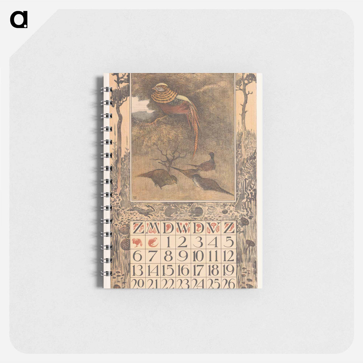 Kalenderblad september met fazanten - テオ ヴァン ホイテマ Memo.