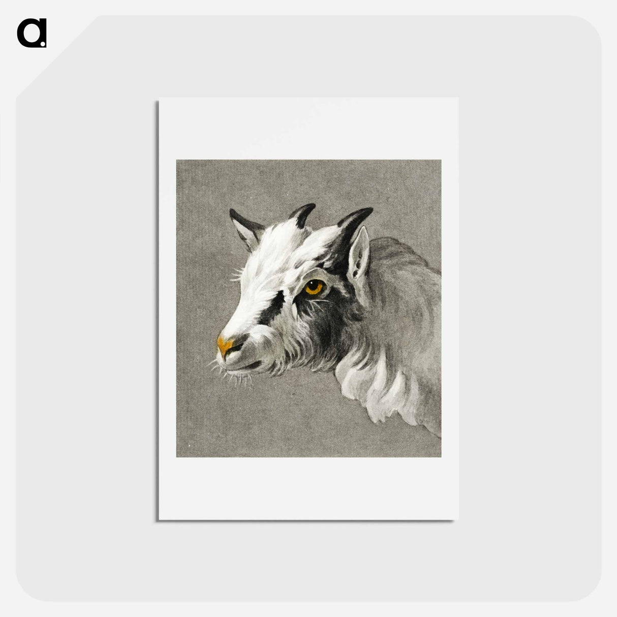 アートポストカード-Head of a goat - ジャン ベルナール Postcard.