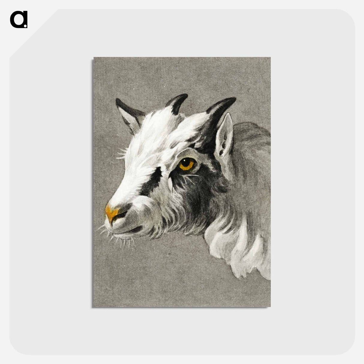 アートポストカード-Head of a goat - ジャン ベルナール Postcard.