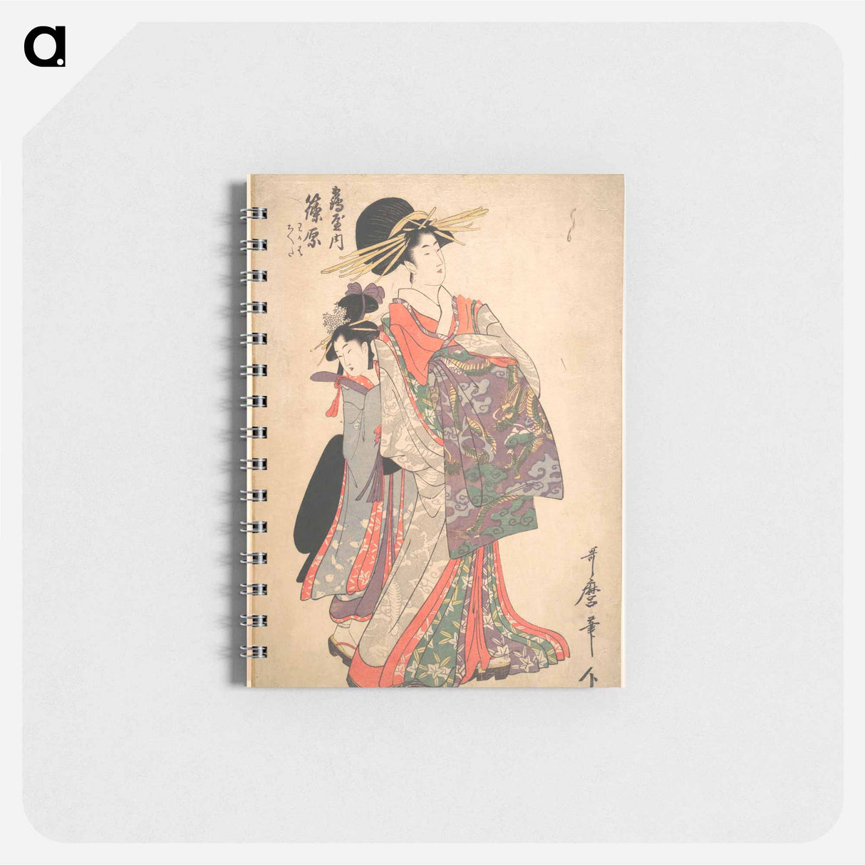 Courtesan, Shinohara and Kamuro of Tsuruya by Utamaro Kitagawa - 喜多川 歌麿 Memo.
