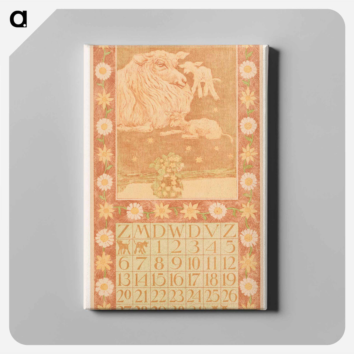 Kalenderblad maart met schaap en lammeren - テオ ヴァン ホイテマ Canvas.