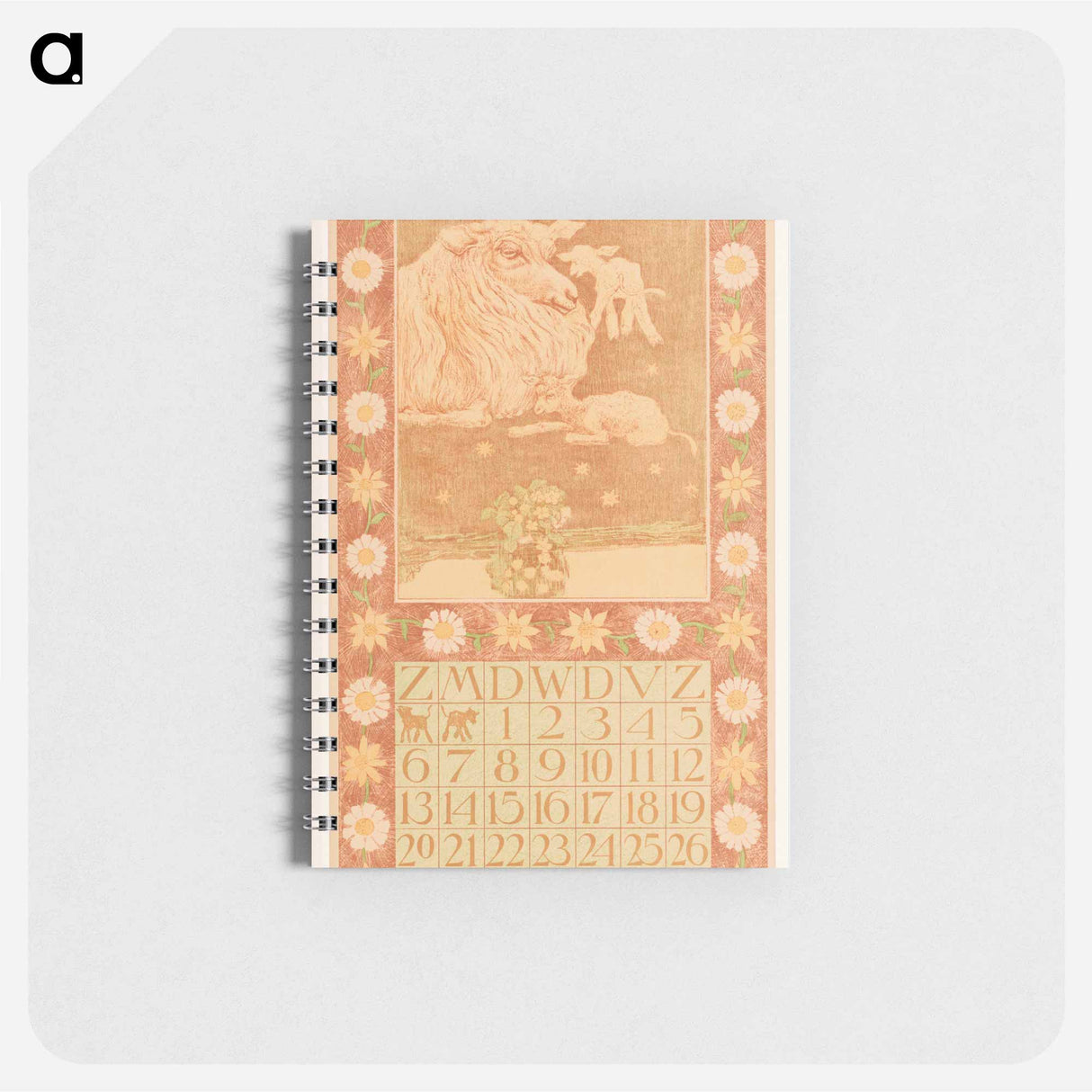 Kalenderblad maart met schaap en lammeren - テオ ヴァン ホイテマ Memo.