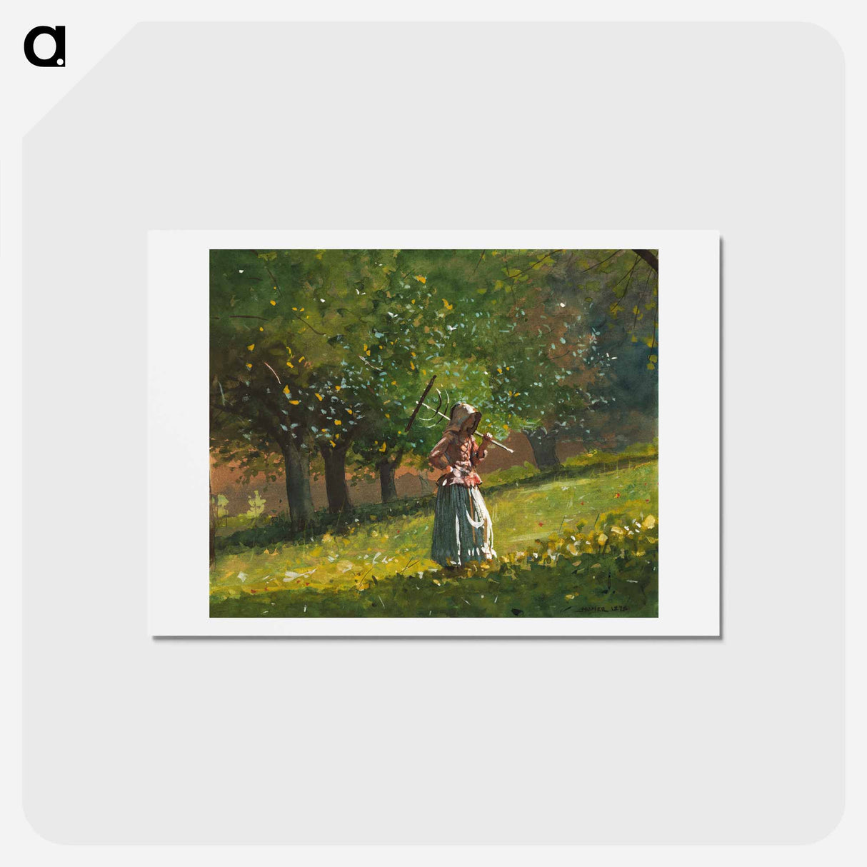 アートポストカード-Girl with Hay Rake - ウィンスロー ホーマー Postcard.