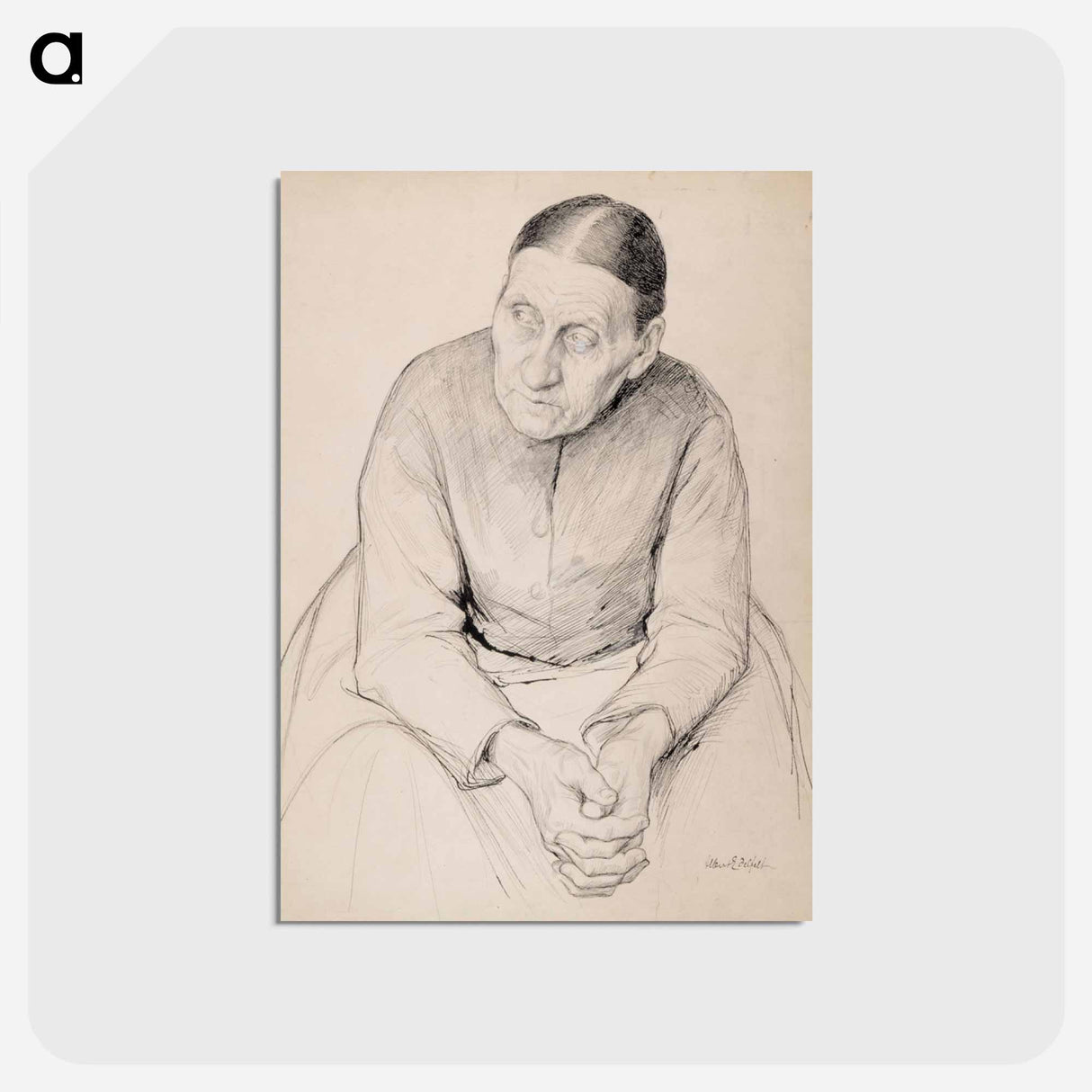 Old peasant woman - アルバート エーデルフェルト Postcard.