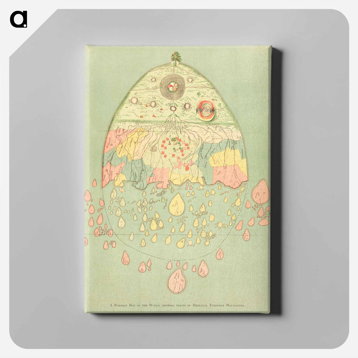 A Burmese map of the world - アンティーク地図 Canvas.