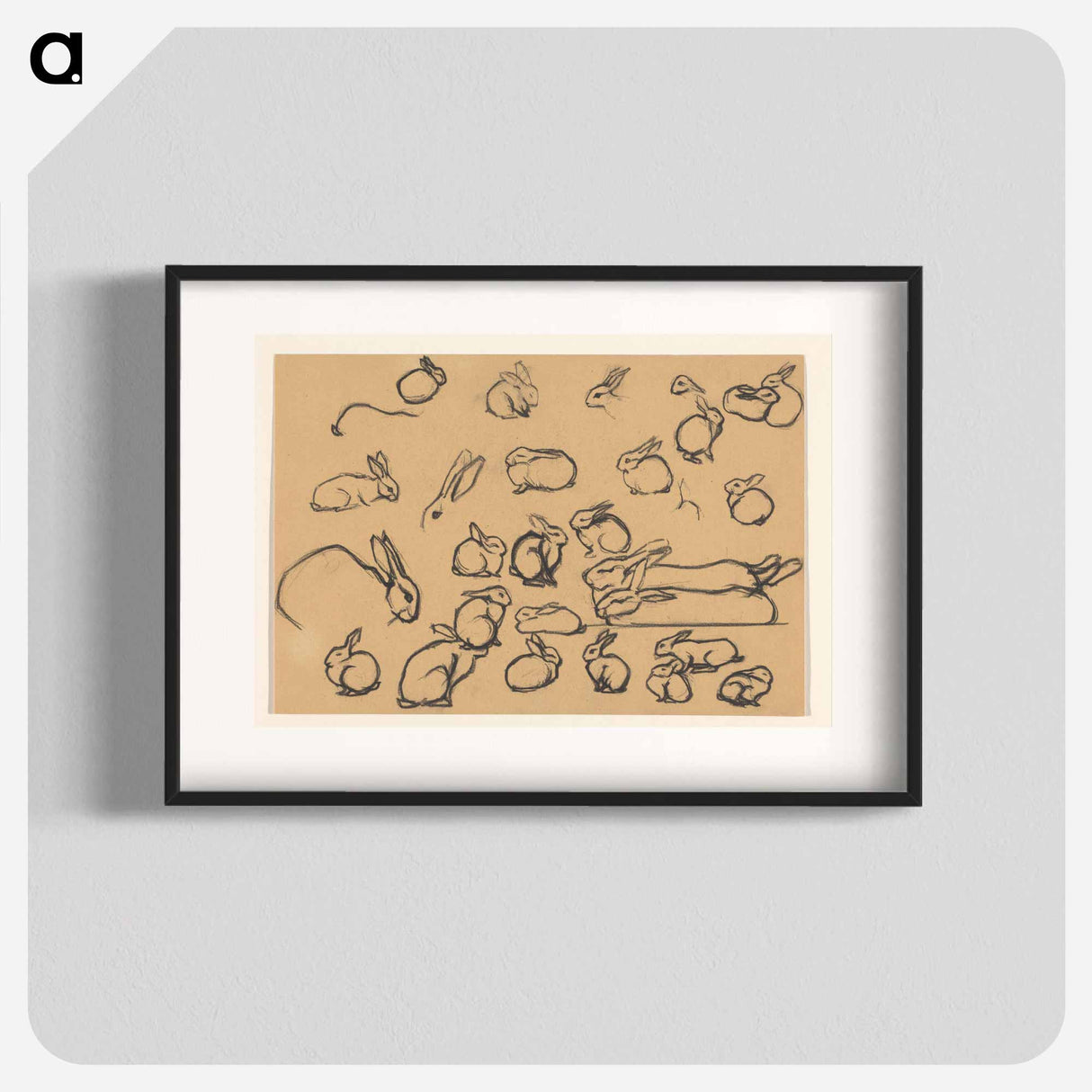 Studieblad met konijnen - ユリー デ フラーハ Poster.