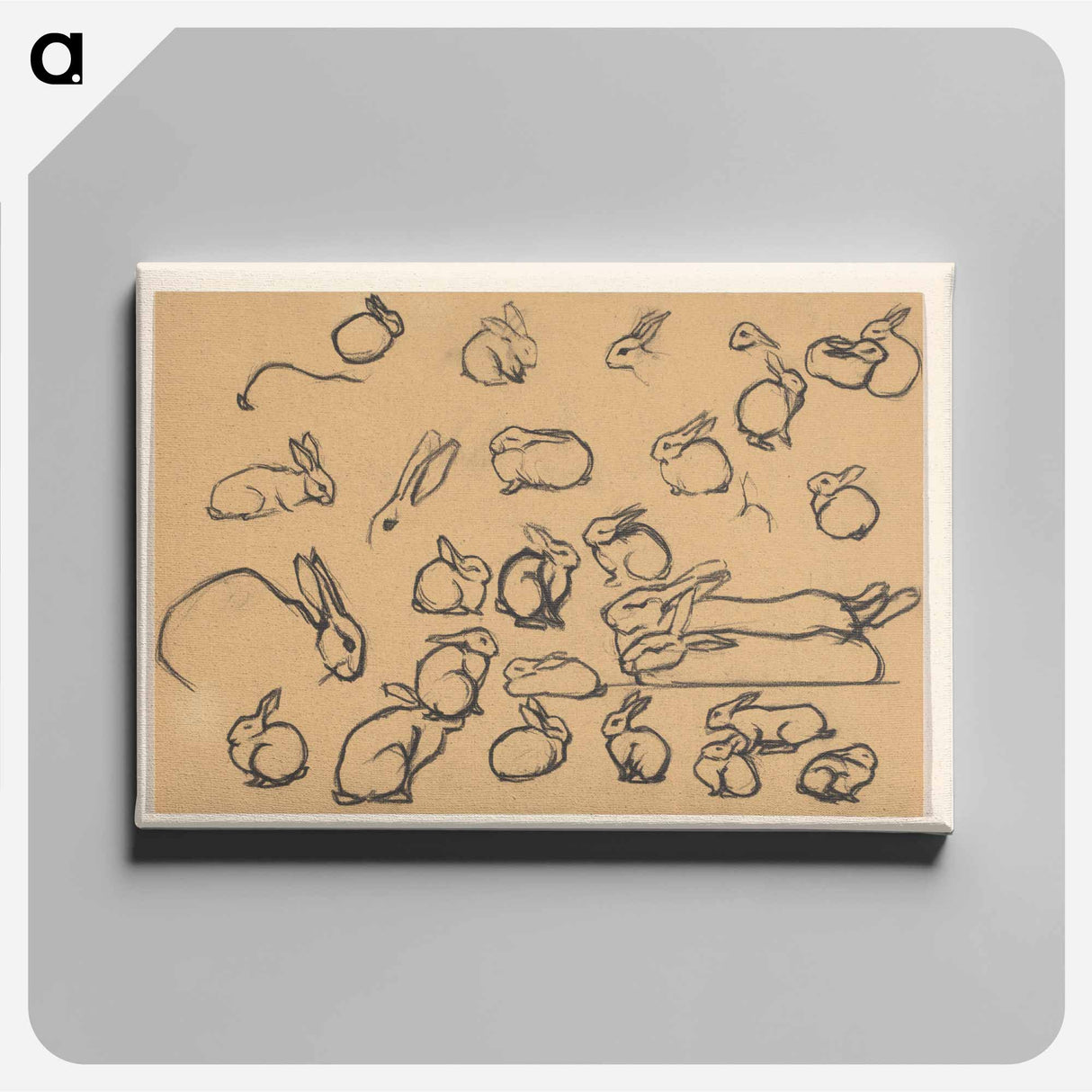 Studieblad met konijnen - ユリー デ フラーハ Canvas.