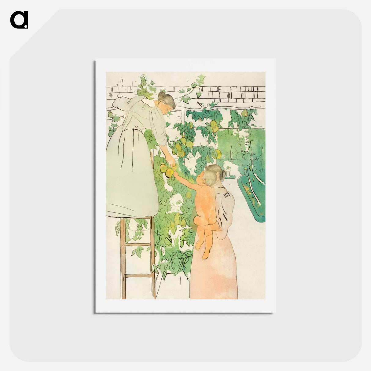 アートポストカード-Gathering Fruit - メアリー カサット Postcard.