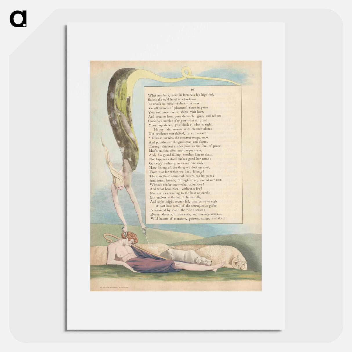 Young's Night Thoughts, Page 10, Disease Invades the Chastest Temperance - William Blake Poster.
