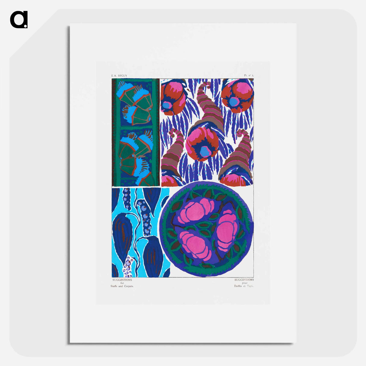 Suggestions pour étoffes et tapis: 60 motifs en couleur - E.A.セギー Poster.