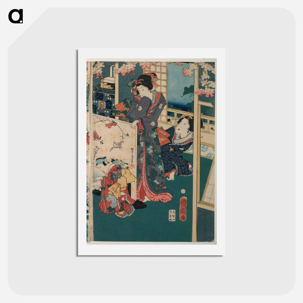 アートポストカード-Flower performance - 豊原 国周 Postcard.