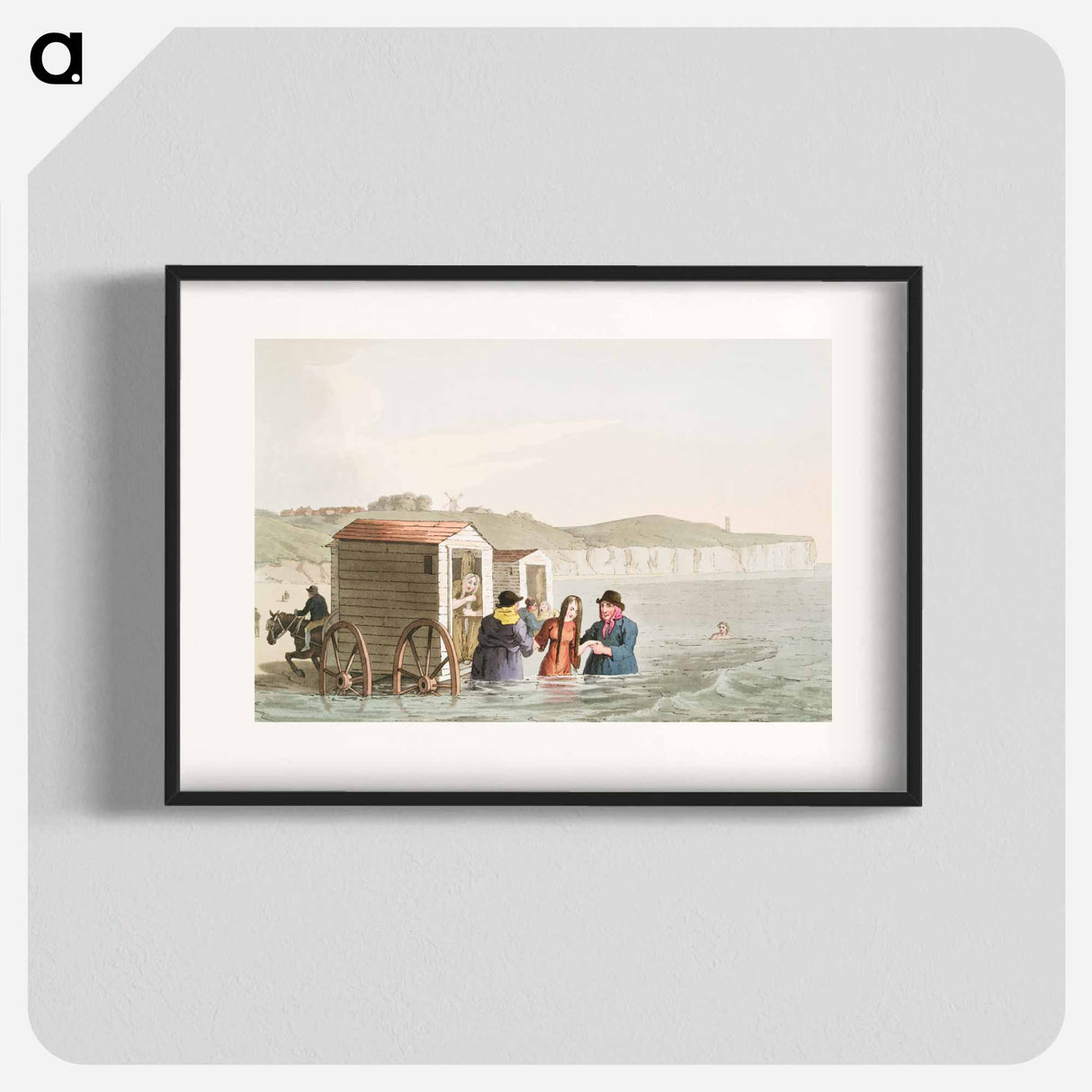 Illustration of sea bathing - 19世紀のヨークシャー Poster.