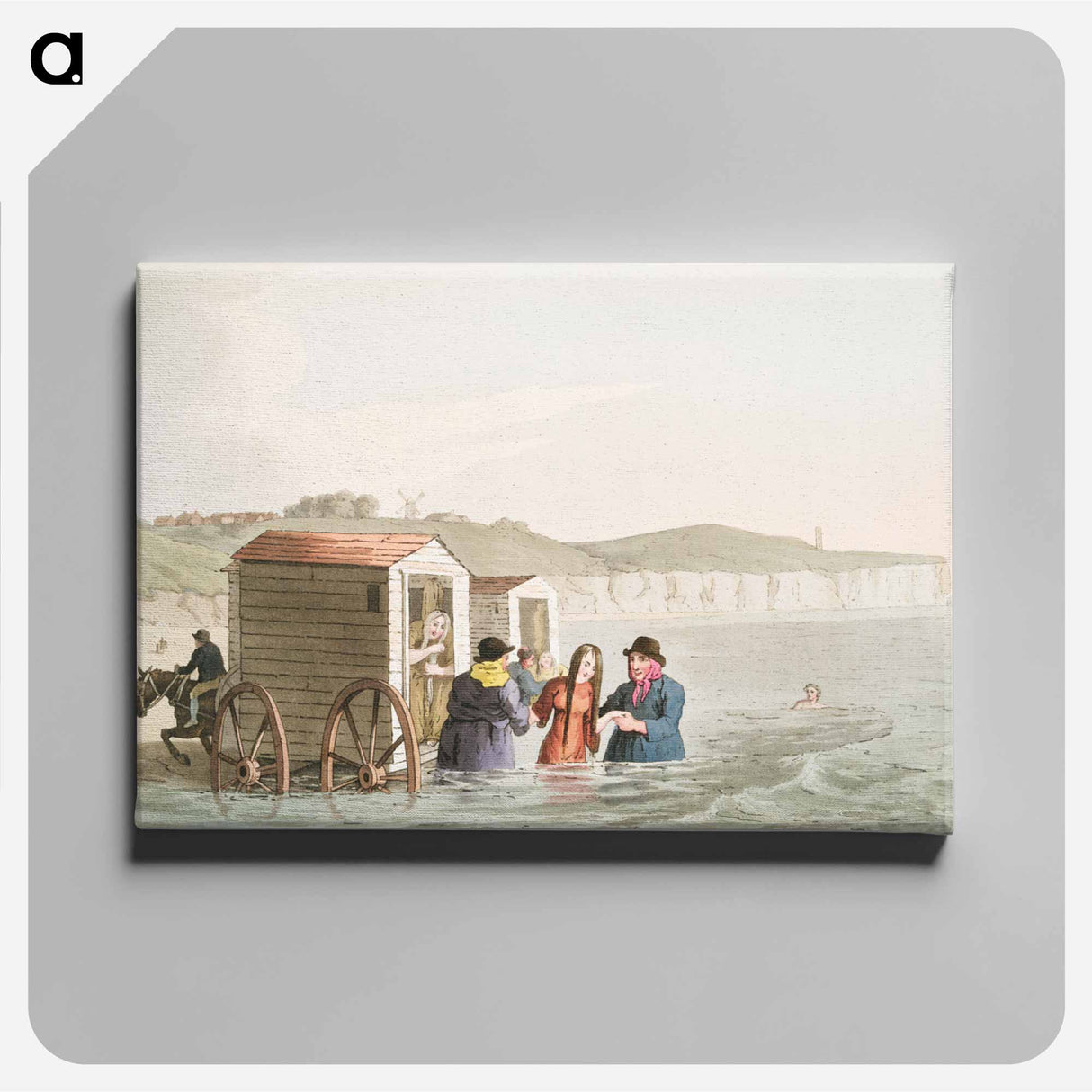 Illustration of sea bathing - 19世紀のヨークシャー Canvas.