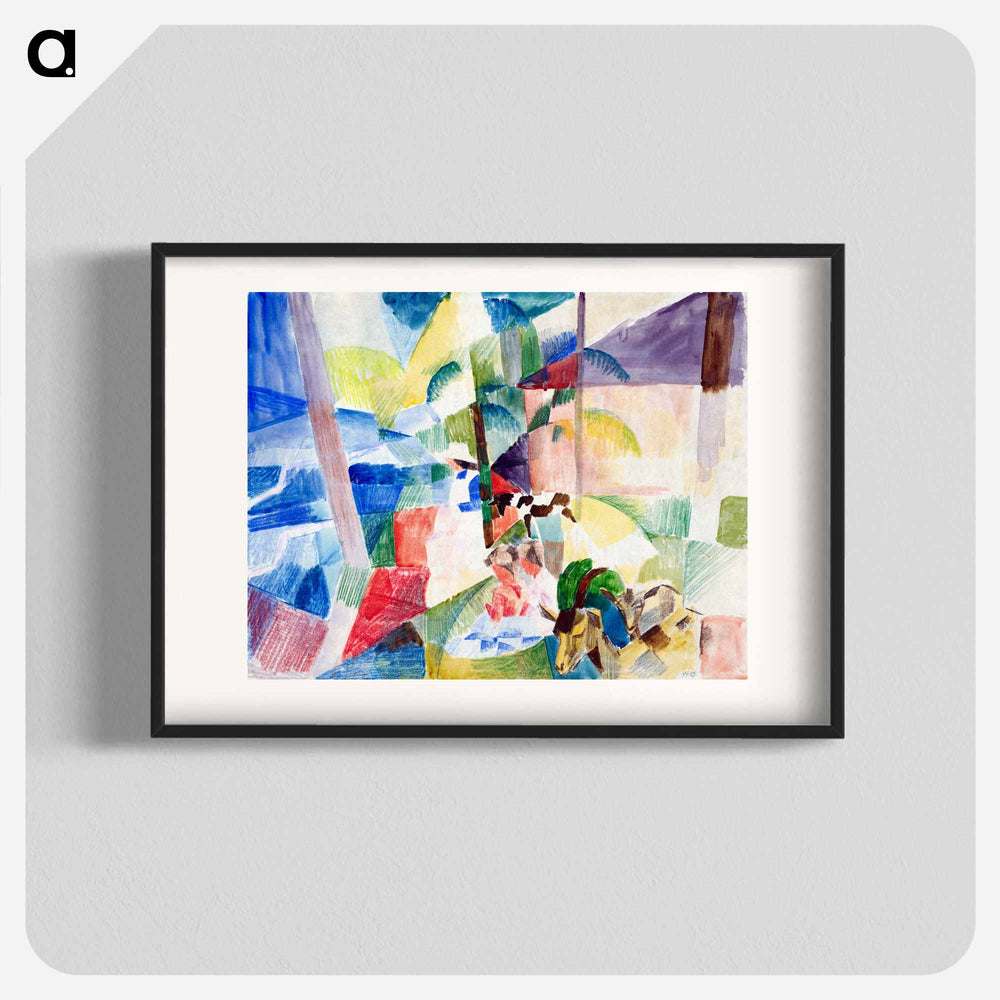 Landscape with children and goats - オーガスト マッケ Poster.