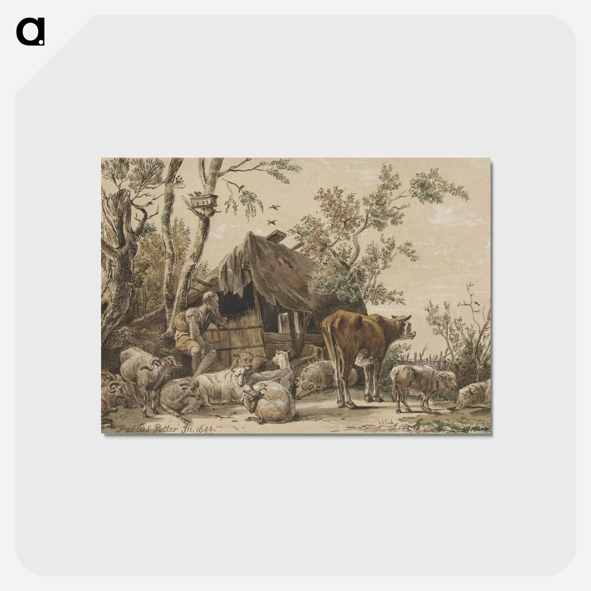 アートポストカード-Herder bij stal
- コルネリス プロース ファン アムステル Postcard.
