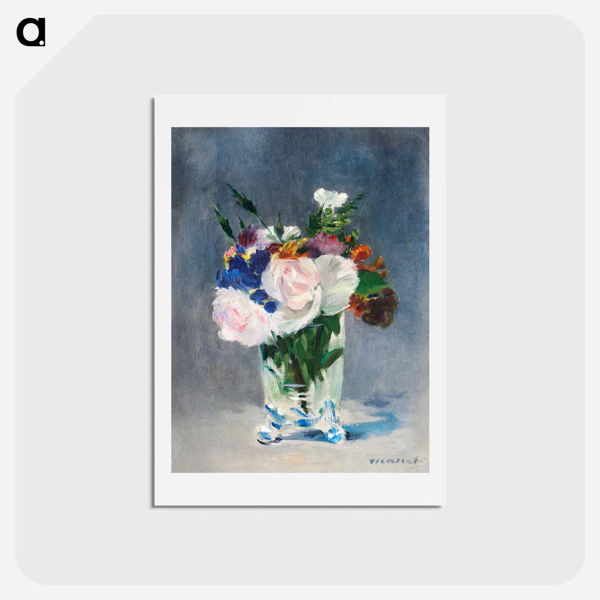 アートポストカード-Flowers in a Crystal Vase - エドゥアール マネ Postcard.