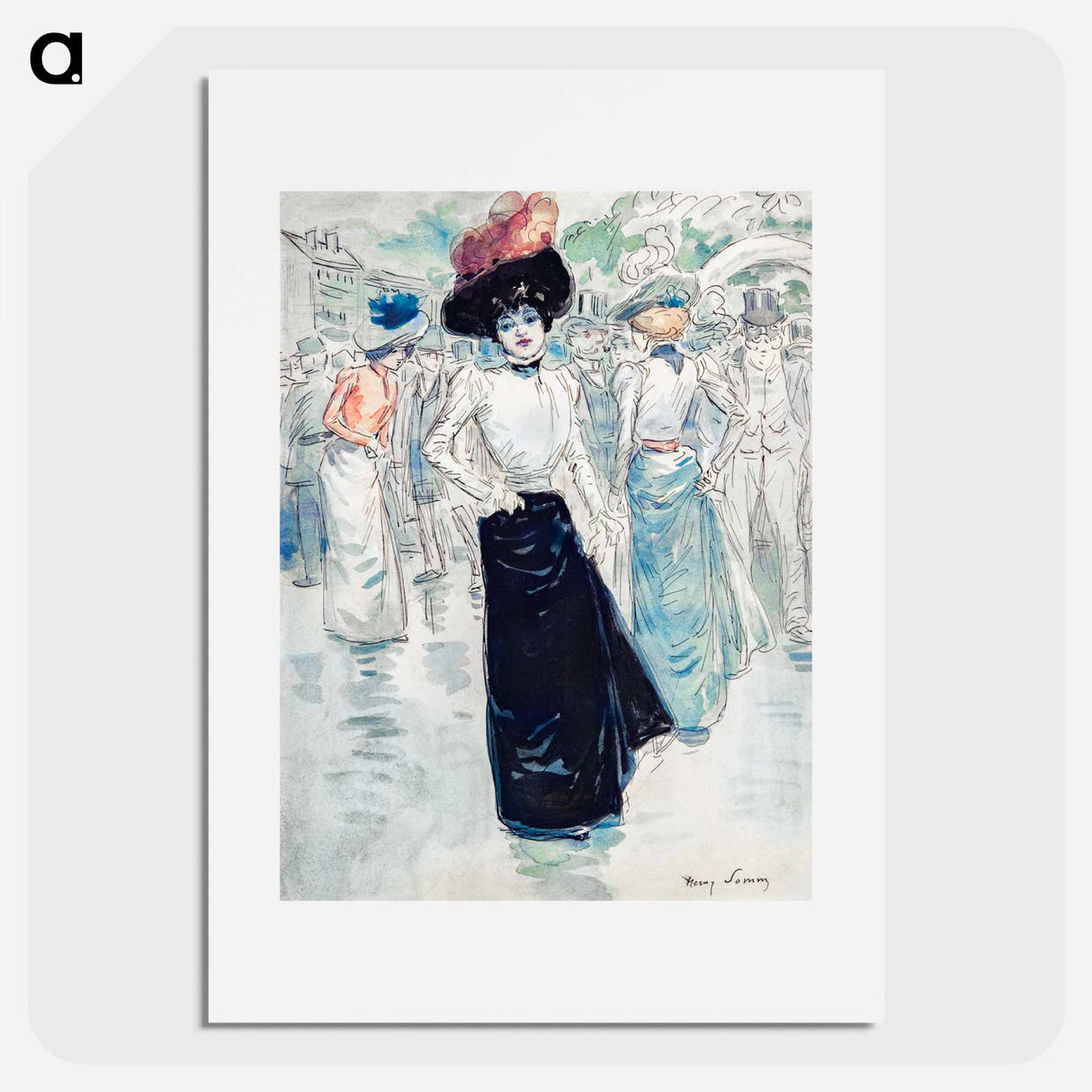 A Parisienne on a Crowded Street - アンリ ソム Poster.
