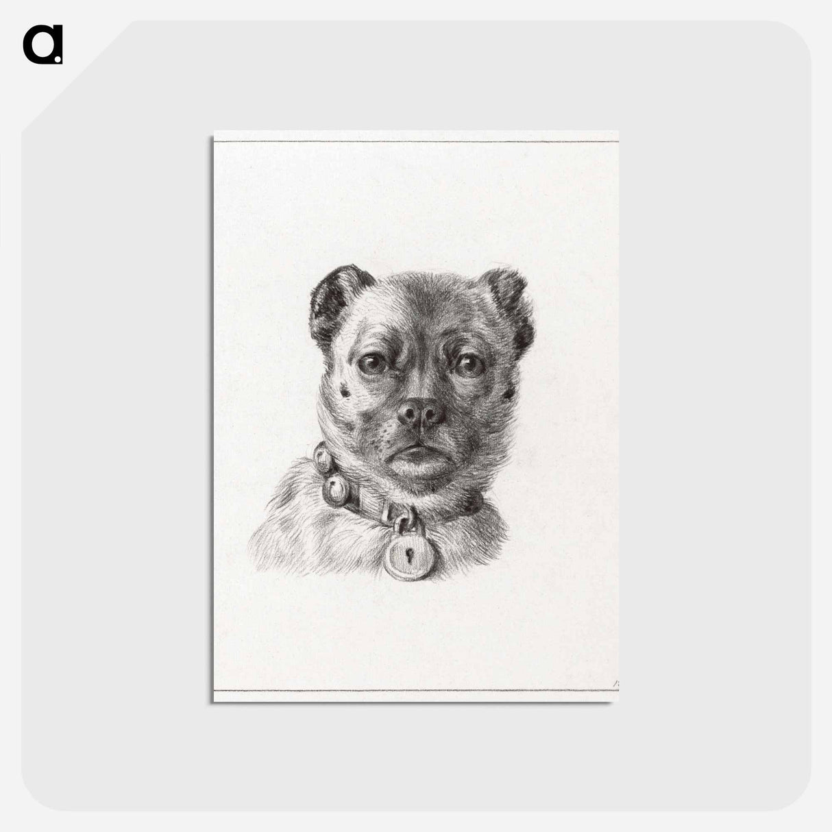 アートポストカード-Dog head with a collar - ジャン ベルナール Postcard.