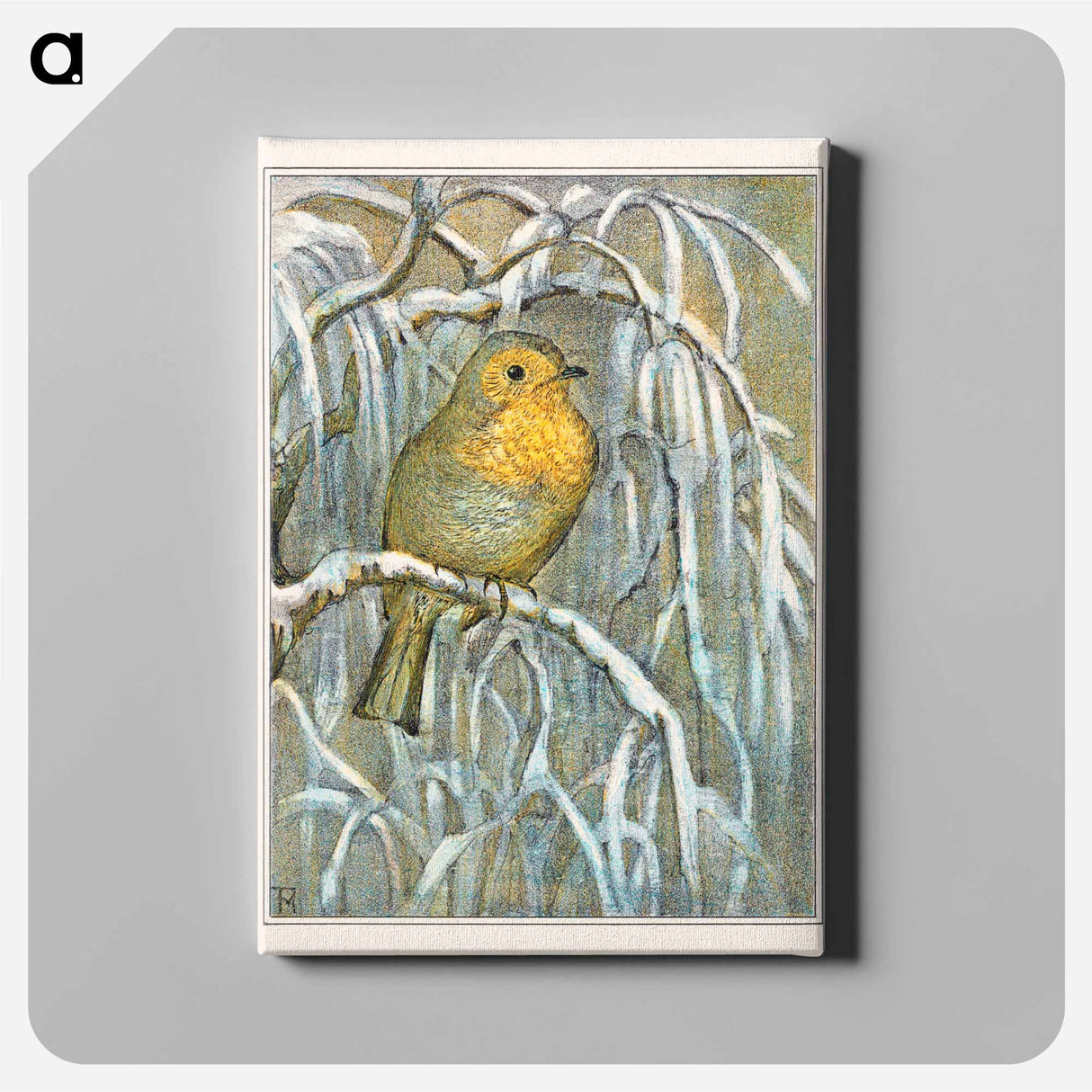 Roodborstje op besneeuwde boomtak - テオ ヴァン ホイテマ Canvas.