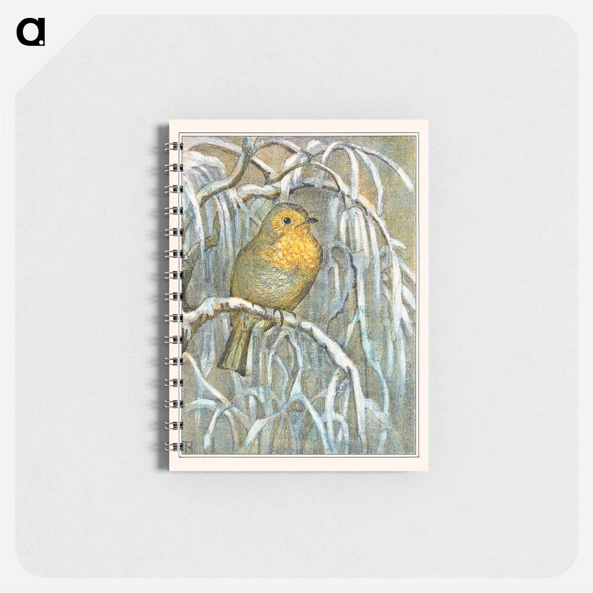 Roodborstje op besneeuwde boomtak - テオ ヴァン ホイテマ Memo.