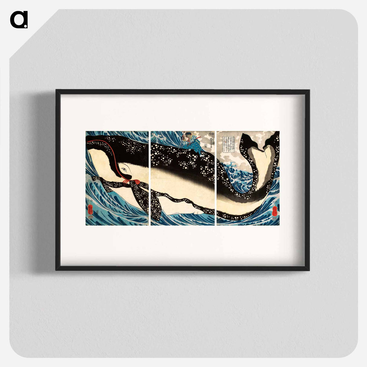 Miyamoto no Musashi Attacking the Giant Whale - 歌川 国芳 Poster.