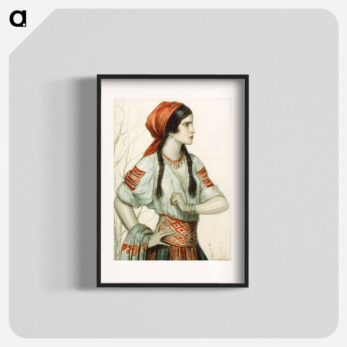 Girl in Slavic peasant costume by Wladyslaw Theodore Benda - ウワディスワフ テオドール ベンダ Poster.