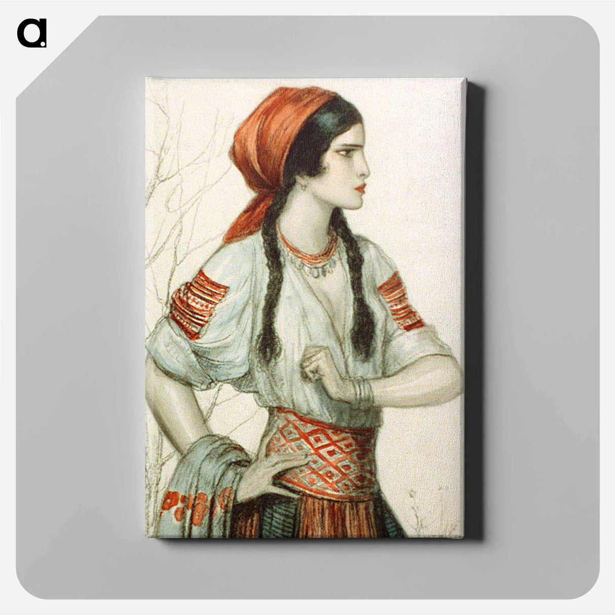 Girl in Slavic peasant costume by Wladyslaw Theodore Benda - Canvas.