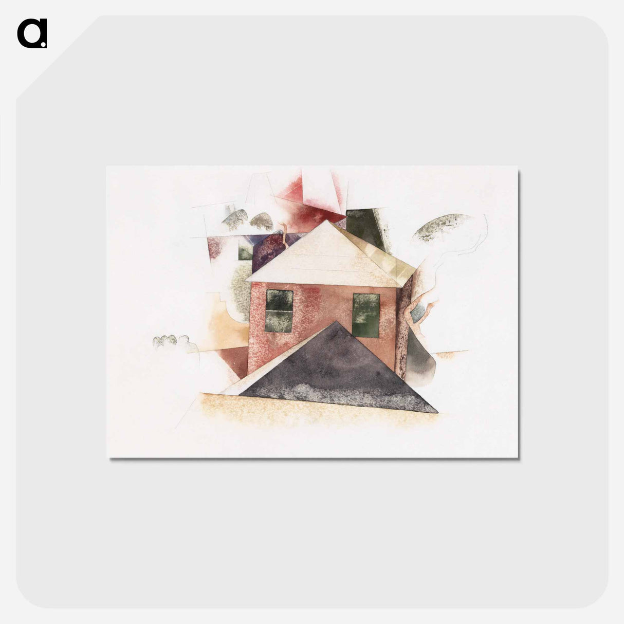 アートポストカード-Houses with Red - チャールズ デムス Postcard.