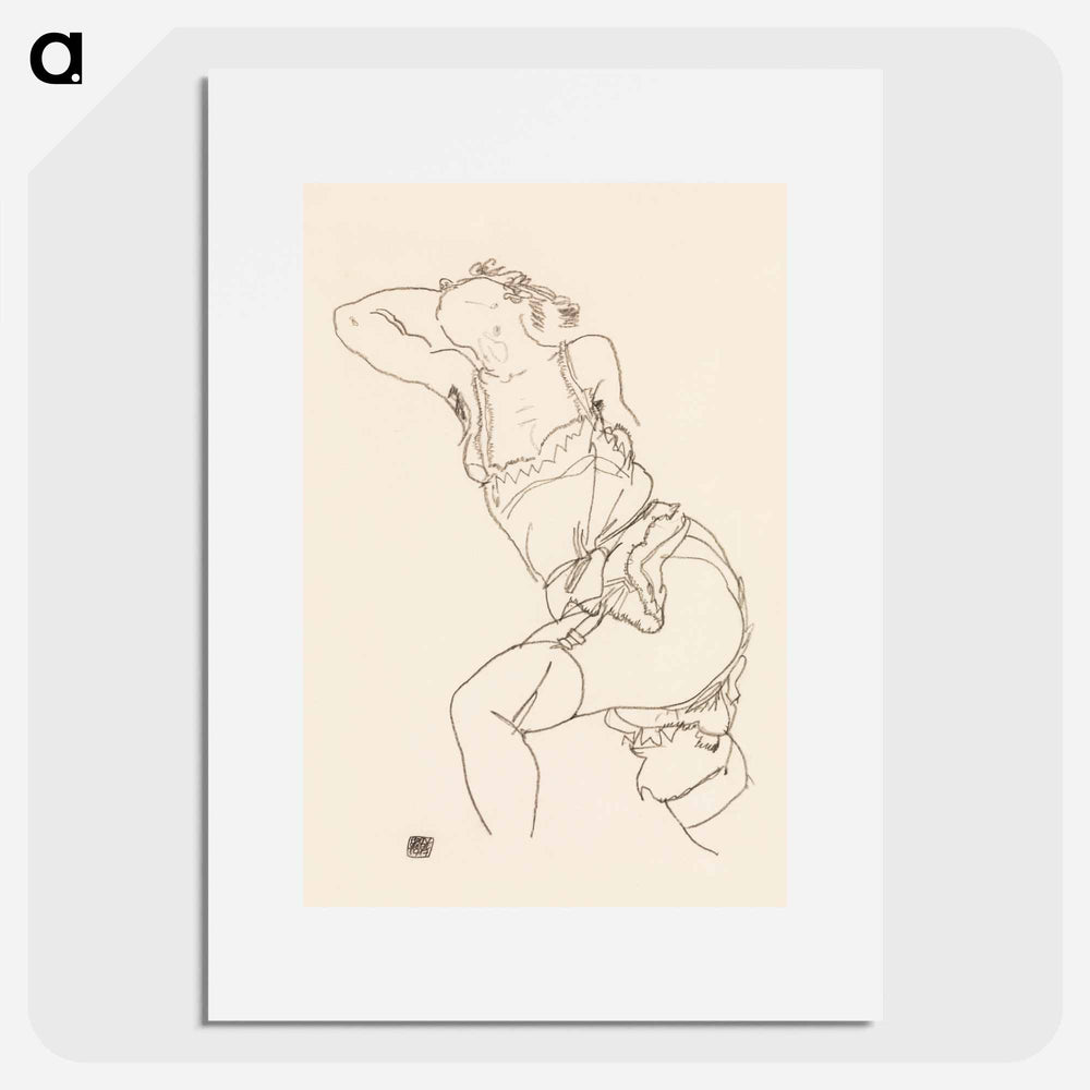 Vulgar lady in lingerie. Reclining Model in Chemise and Stockings - Egon Schiele Poster.