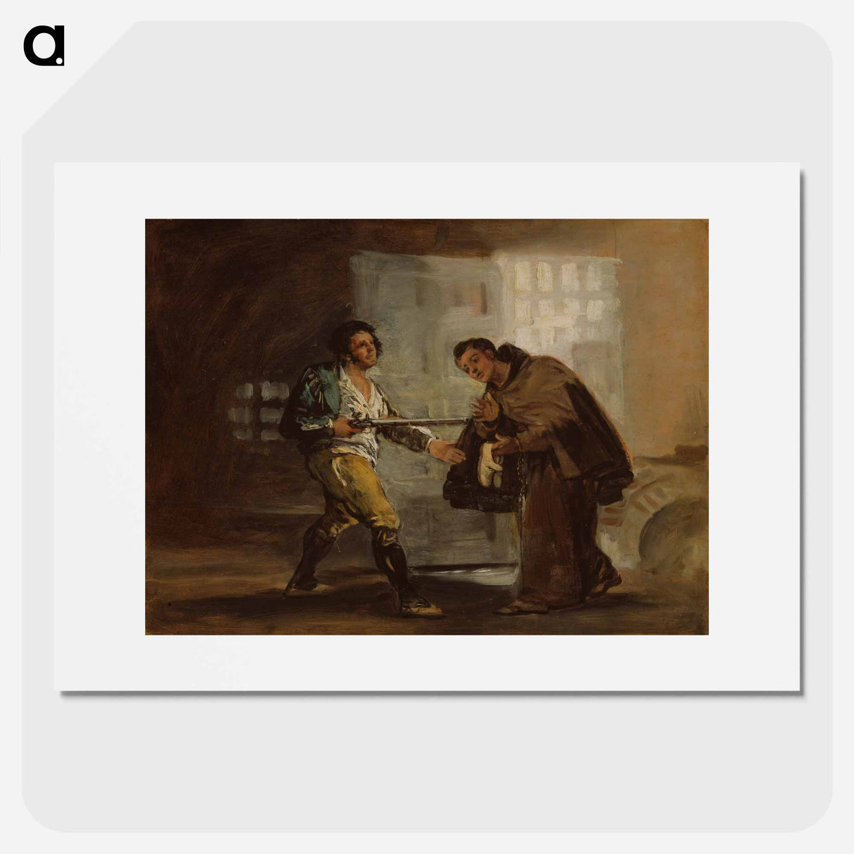 Friar Pedro Offers Shoes to El Maragato and Prepares to Push Aside His Gun - Francisco de Goya Poster.