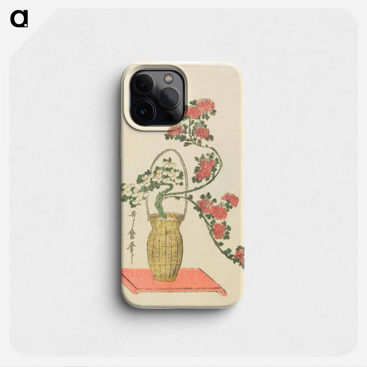 Ikebana arrangement of Chrysanthemums, Bamboo in Basket - 喜多川 歌麿 Phone Case.