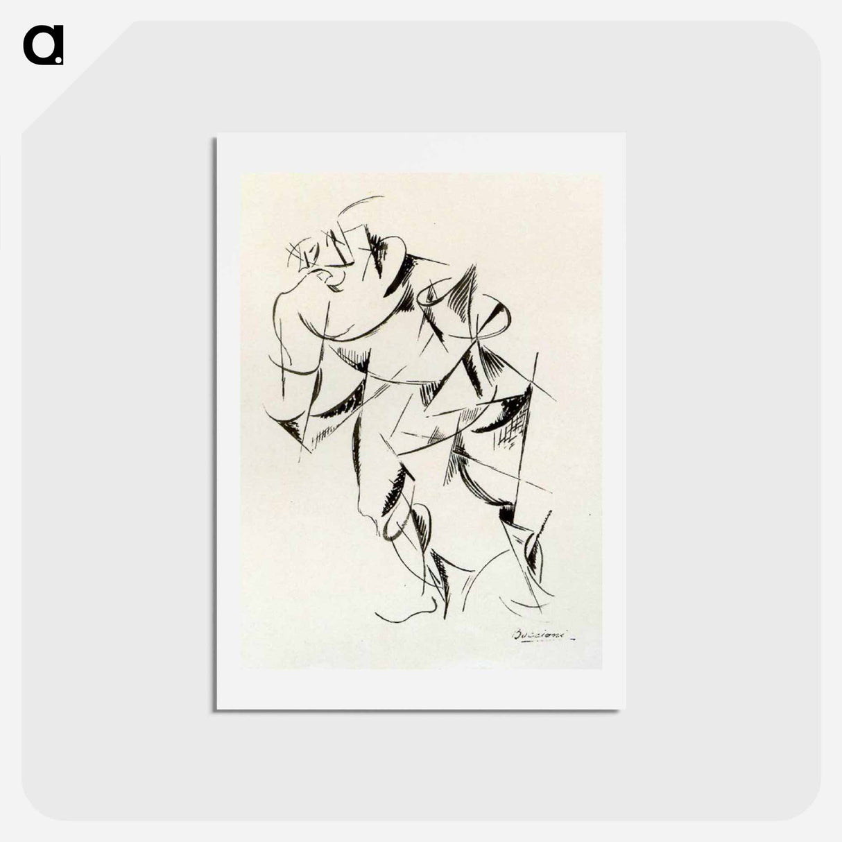アートポストカード-Dynamism of the human body: Boxer - ウンベルト ボッチョーニ Postcard.